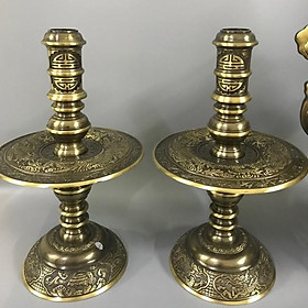 Mua đôi chân nến bằng đồng   đôi chân đèn bằng đồng hun giả cổ