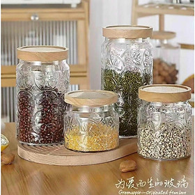 Mua Lọ thủy tinh hoa văn Vintage nắp gỗ