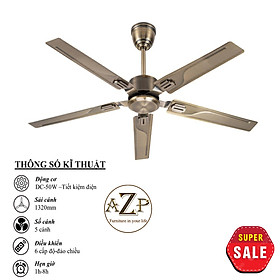 Mua Siêu Sales QUẠT TRẦN AZP- 5 CÁNH KIM LOẠI  CÔNG XUẤT 50W  CÓ REMOTE Hàng Nhập Khẩu
