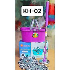 Mua Thùng lau nhà  Bộ lau nhà thông minh 360 độ - Bộ lau nhà cao cấp cây inox kèm bông cotton KH-02