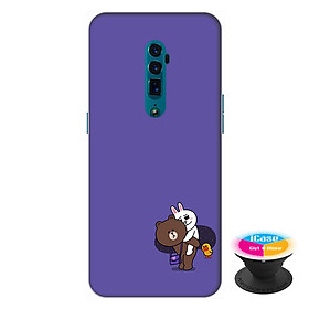 Ốp lưng điện thoại Oppo Reno 10X Zoom hình Gấu và Thỏ tặng kèm giá đỡ điện thoại iCase xinh xắn - Hàng chính hãng