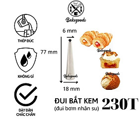 Mua Đui bắt kem 230 ống thẳng  Đuôi bơm nhân su kem bằng thép không gỉ đúc liền khối dày dặn  cứng cáp