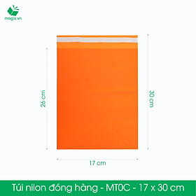 MT0C - 17x30 cm - Túi nilon gói hàng - 200 túi niêm phong đóng hàng màu cam