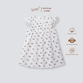 Đầm Bé Gái Cổ Tròn Xếp Ly Trước Ngực Chất Liệu Cotton Hoa - IBIZA DRESS - DRC038 - SAOLA KIDS CLOTHING