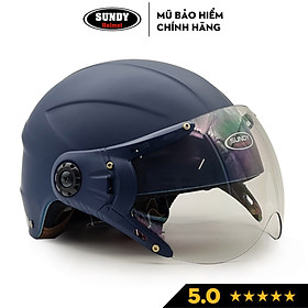 Nón bảo hiểm nửa đầu có kính SUNDY Helmets HP06K, vân mũ thể thao năng động, Freesize (vòng đầu 57~61cm) cho nam nữ