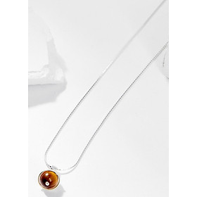 Mặt Dây Chuyền Phong Thủy Đá Mắt Hổ Vàng Nâu 1 Hạt Tặng Dây Chuyền Bạc (8mm) Mệnh Thổ, Kim Ngọc Quý Gemstones