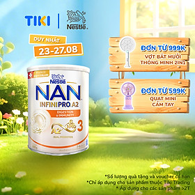 Sữa bột NAN INFINIPRO A2 3 với công thức đầu tiên chứa đạm A2, 6HMO & Lợi khuẩn kép nhập khẩu Thụy Sĩ - Hộp 800g (2 - 6 tuổi)
