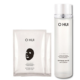 Combo nước cân bằng dưỡng trắng da OHUI Extreme White Skin Softner và 02 mặt nạ OH 3D mask