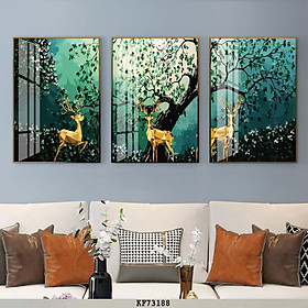Mua Tranh Những Chú Hươu Trong Đêm - Tranh Canvas Bộ 3 Bức Treo Tường Giá Rẻ