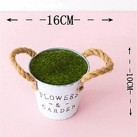 Mua Chậu sắt kèm xốp cắm phủ cỏ giả như hình - Chậu trồng cắm hoa giả  trồng cây tiểu cảnh Phong Cách Vintage