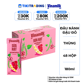 Thùng 48 hộp Sữa đậu nành Vinamilk hạt đậu đỏ 180ml