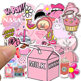 Bộ 50 miếng Sticker hình dán Pink Stub