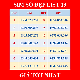 SIM SỐ ĐẸP VIETTEL DẠNG SOI GƯƠNG DỄ NHỚ - ĐĂNG KÝ ONLINE CHÍNH CHỦ - Chọn List 13 - Hàng Chính Hãng