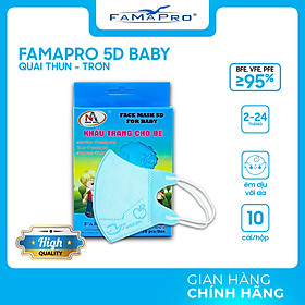 [HỘP - FAMAPRO 5D BABY] - Khẩu trang y tế trẻ em kháng khuẩn 3 lớp Famapro 5D Baby (10 cái/ hộp) - 1 HỘP