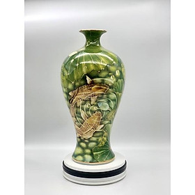 Mua Mai bình tài lộc vẽ vàng kim 3D. Gốm sứ Bát Tràng cao cấp