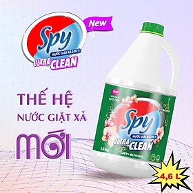 Nước giặt xả SPY 4,6 lít màu XANH LÁ 2 trong 1 hương hoa Pháp ULTRA CLEAN