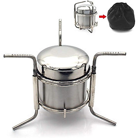 Di Động Cắm Trại Bếp Cồn Inox Bếp Cồn Gấp Ngoài Trời Mini Tinh Thần Điện Dã Ngoại BBQ Cookout Bếp