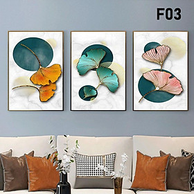 Tranh treo tường 3 bức khung gỗ tranh phòng khách,tranh phòng ngủ phòng bếp phong cách hiện đại - HALO Decor