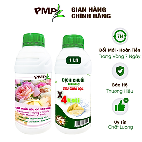 Phân Bón Hoa Hồng Combo Phân Đậu Nành Soymic - Dịch Chuối Humic  2 Chai x