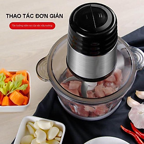 Máy Xay Thịt, Xay Rau Củ Quả, Đa Năng - Cối Thủy Tinh - 4 Lưỡi 2 Tốc Độ - Dung Tích 2 Lít - Công Suất 300W - An Toàn Khi Sử Dụng