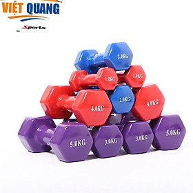 Hình ảnh Tạ tay nữ 1kg-6kg lõi gang đặc bọc cao su tập gym,yoga chống trơn trượt, xước vỡ sàn Nhà