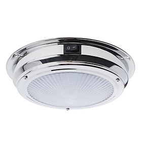 12V 6W Stainless Steel LED Dome Light Marine RV Ceiling Lamp 6.7"