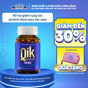 [Hộp 15v] Viên Uống Kích Thích Mọc Tóc Qik Hair For Men Ecogreen Giảm Rụng Tóc Cho Nam