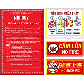 Bộ bảng nội quy tiêu lệnh 40x30cm cấm lửa cấm thuốc mica 35x15cm