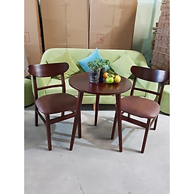 Bộ bàn cafe tròn 2 ghế sang trọng màu nâu