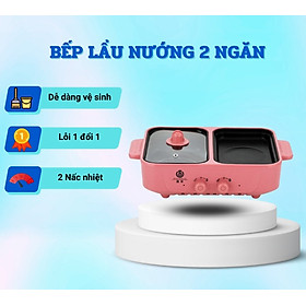 Mua Bếp lẩu nướng 2 ngăn Hàn Quốc  Nồi lẩu 2 in 1 siêu chống dính công suất cao siêu bền và tiện lợi - Hàng Chính Hãng