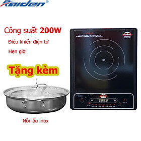 Bếp điện từ Ladomax HA-667 điều khiển điện tử tiết kiệm điện, tặng kèm lẩu inox không gỉ có nắp đậy - Hàng chính hãng