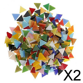 2x300 Pieces Assorted Color Glass Mosaic Tiles for DIY Crafts 12mm Triangle