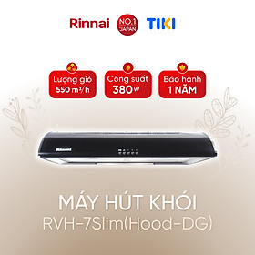 Máy hút mùi 70cm Rinnai RVH-7Slim(Hood-DG) than hoạt tính và ống thoát 380W - Hàng chính hãng.