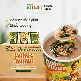 Thùng 24 ly cháo gạo lứt rong biển yến mạch ăn liền Yum Mom 45g TÂM MINH FOODS cho bé ăn dặm