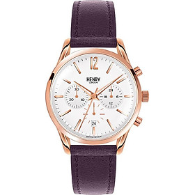 Đồng Hồ Dây Da Bò Henry London HL39-CS-0090 Hampstead (38.5mm) - Tím + Dịch Vụ Khắc Tên