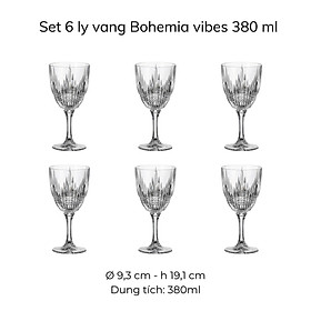 Set 6 Ly Pha Lê Bohemia Vibes 380ml hàng chính hãng