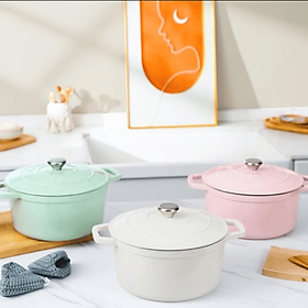 Nồi gang tròn Ciwete 24/27cm nhiều màu hàng chính hãng