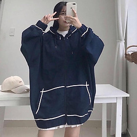 Áo khoác hoodie nỉ viền dây kéo màu ĐEN/NAVY/ HỒNG ️ Nam nữ unisex -/- Áo khoác form rộng Jaystoree