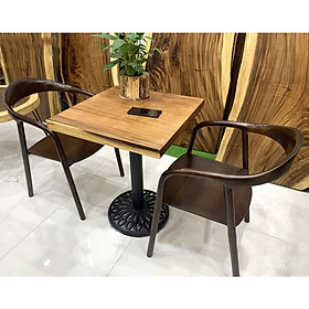 Bàn cafe vuông gỗ me tây 60cm