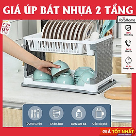 Kệ Đựng Bát Đĩa Cao Cấp Đa Năng 2 Tầng, Chạn Bát Nhựa Có Khay Hứng Nước Vào Ống Để Đũa Thìa Tiện Lợi Giao Màu Ngẫu Nhiên