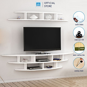 Mua Bộ 2 Kệ Trang Trí Treo Tường Trên Và Dưới Tivi Hình Cung Tròn Màu Trắng SIB Decor  Thích Hợp Cho Phòng Khách  Phòng Ngủ Căn Hộ  Nhà Phố