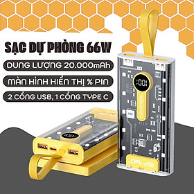 Mua Sạc Dự Phòng  Pin Sạc Dự Phòng Trong Suốt Dung Lượng Pin 20000mAh Sạc Nhanh Tối Đa 22.5w Dùng Bộ Vi Mạch Thế Hệ Mới Với Thiết Kế Phong Cách Cyberpunk Trong Suốt - Hàng Chính Hãng