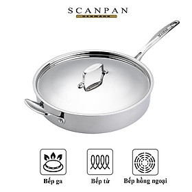 (Ảnh thật) Chảo inox đáy từ cao cấp Scanpan Fusion 26cm 74102600, đúc liền 5 lớp, inox 18/10 bắt từ nhanh truyền nhiệt tốt, an toàn trong máy rửa bát hàng chính hãng