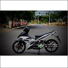 Tem Exciter 150 Mx trắng đen kiểng