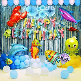 Bộ bong bóng trang trí sinh nhật chủ đề biển xanh tcl18
