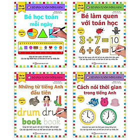 Bộ Sách Tự Xóa Thông Minh - Bé Học Toán + Tiếng Anh (5-7 Tuổi) (Bộ 4 Cuốn)