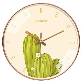 Mua Đồng hồ treo tường tròn Goodtime nền vàng xương rồng xanh lá 30cm