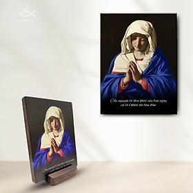 Mua Tranh Đức Mẹ Cầu Nguyện Kèm Câu Quote - Tranh Gỗ Mẹ Maria Khắc Trích Dẫn Hay Trực Tiếp Trên Gỗ