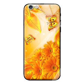 Ốp kính cho iPhone 6 Plus mẫu NỀN VÀNG HOA 1 - Hàng chính hãng