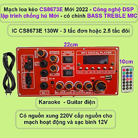 Mạch loa kéo CS8673E 130W DSP lập trình chống hú có chỉnh Bass Treble Micro